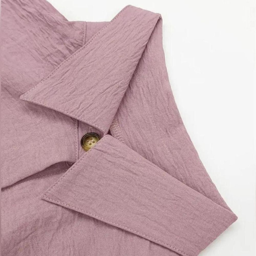 casual solid two piece set button down NWT - image 3